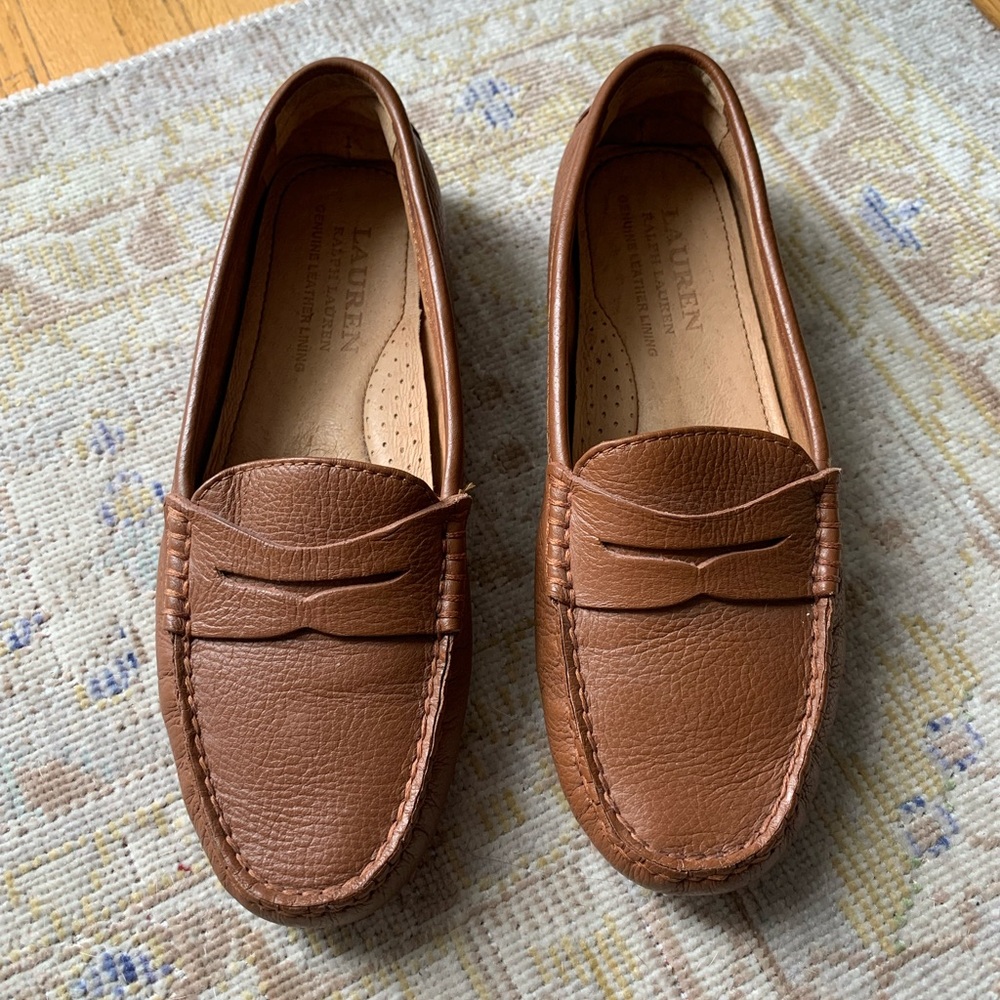 NWOT Ralph Lauren Tumbledleather Camila Loafer Driving Moccasin in Brown